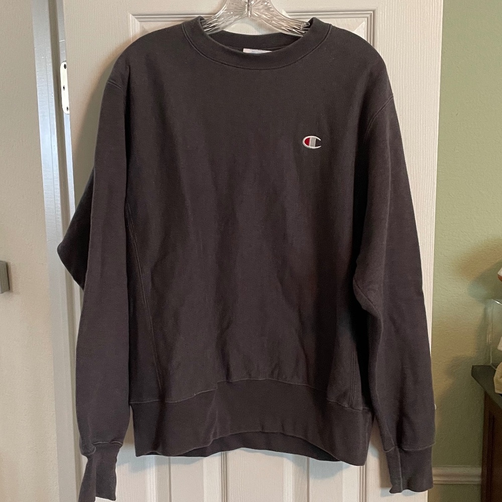 Champion Charcoal Grey Reverse Weave Crewneck Sweatshirt, C-Logo